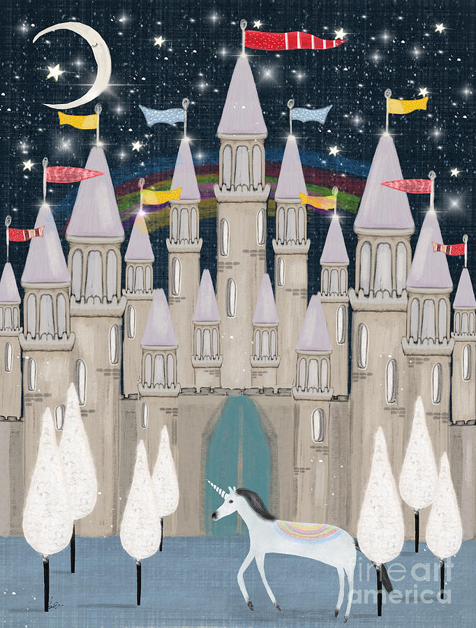 Unicorn Painting - The Fairy Princess Castle by Bri Buckley