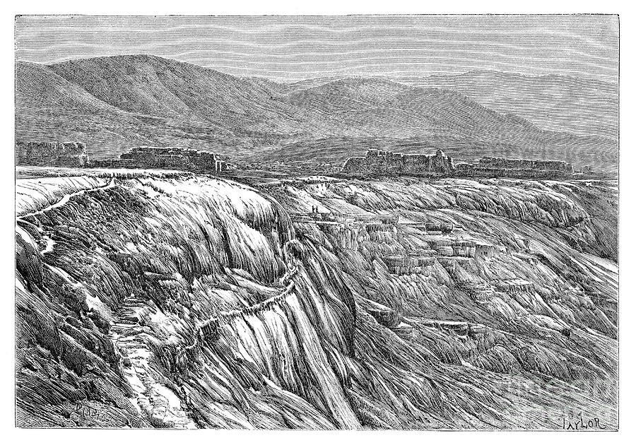 The Falls Of Pambuk-kaleh Or Tambuk Drawing by Print Collector