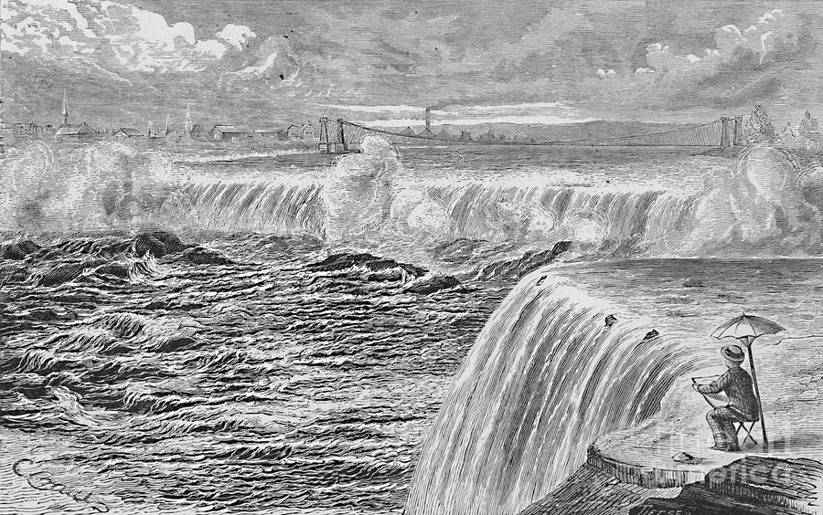 The Falls Of St. Anthony Drawing by Print Collector