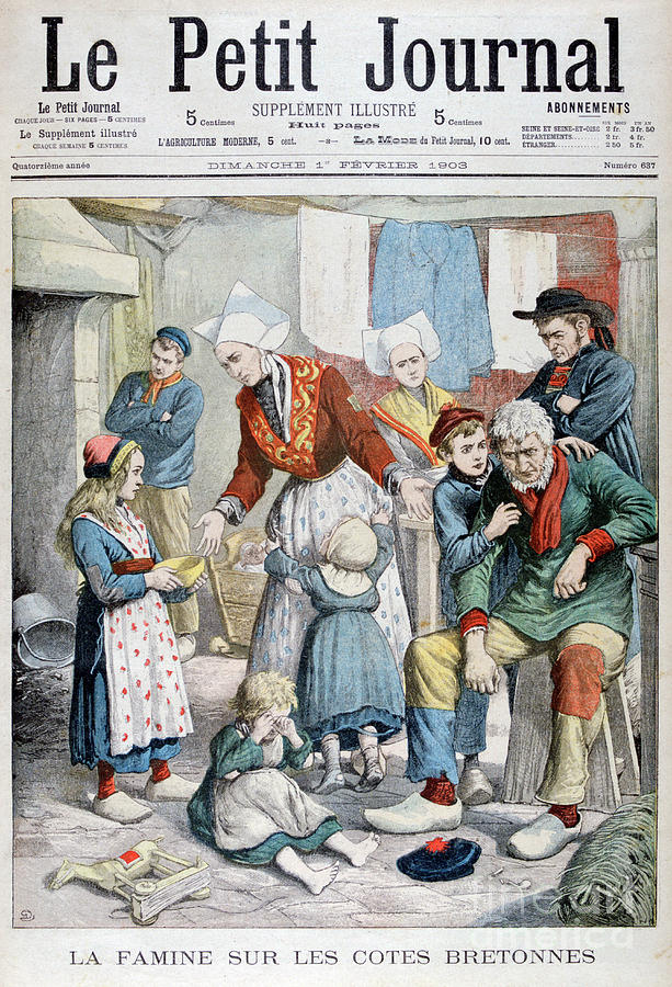 The Famine Of The Breton Fishermen Drawing by Print Collector