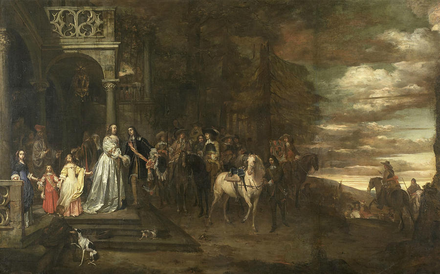 The Farewell of Rhythm Master Hendrik de Sandra, Conducted by His Wife and Children Painting by Pieter van Anraedt