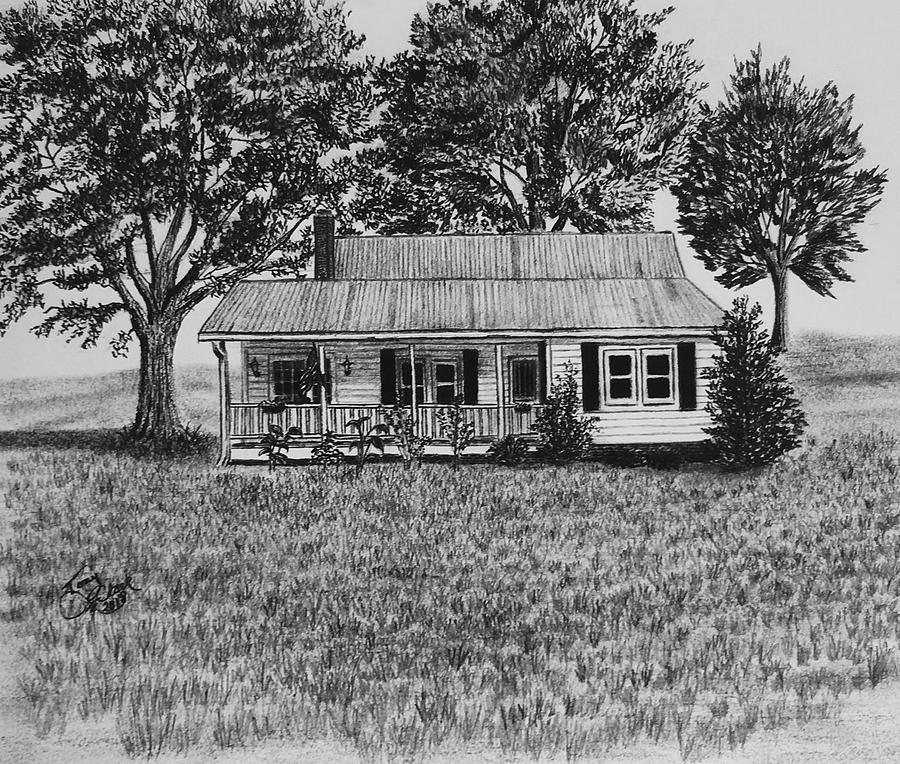 Charlotte Drawing - The Farmhouse  by Tony Clark