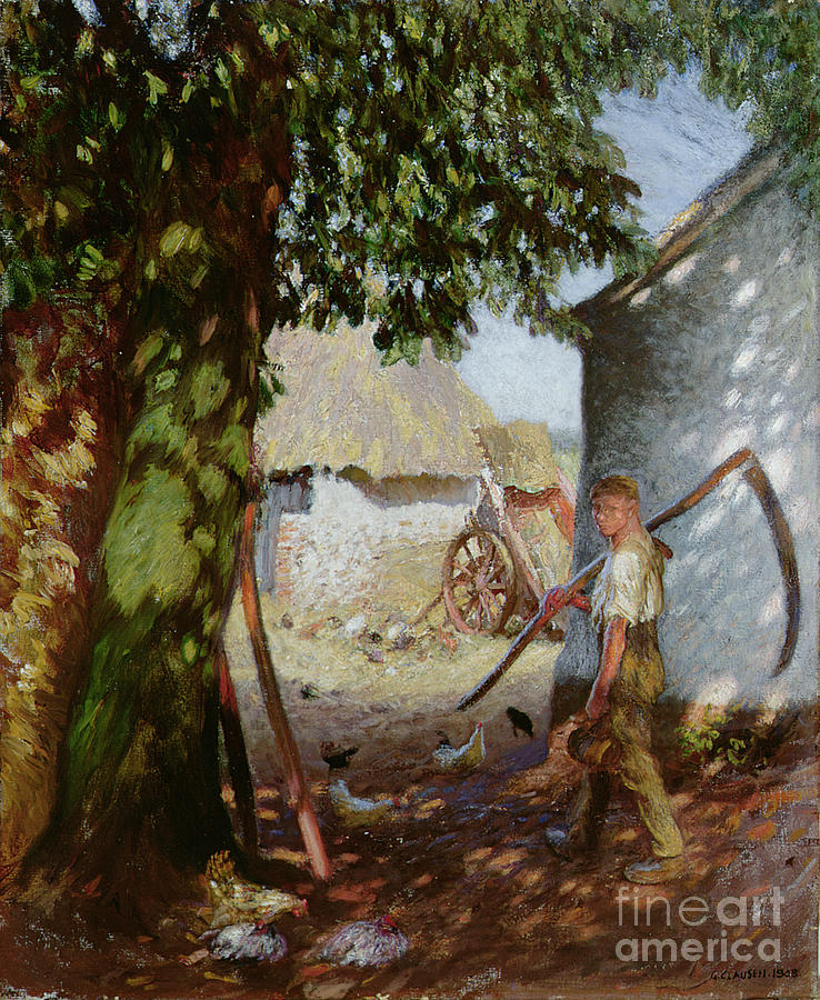 The Farmyard, 1908 Painting by George Clausen