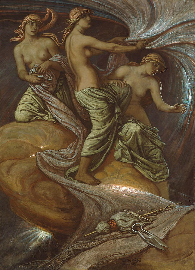 The Fates Gathering in the Stars Painting by Elihu Vedder