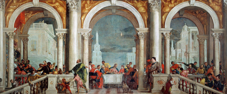 Veronese Painting - The Feast in the House of Levi, Venice, 1573 by Paolo Veronese
