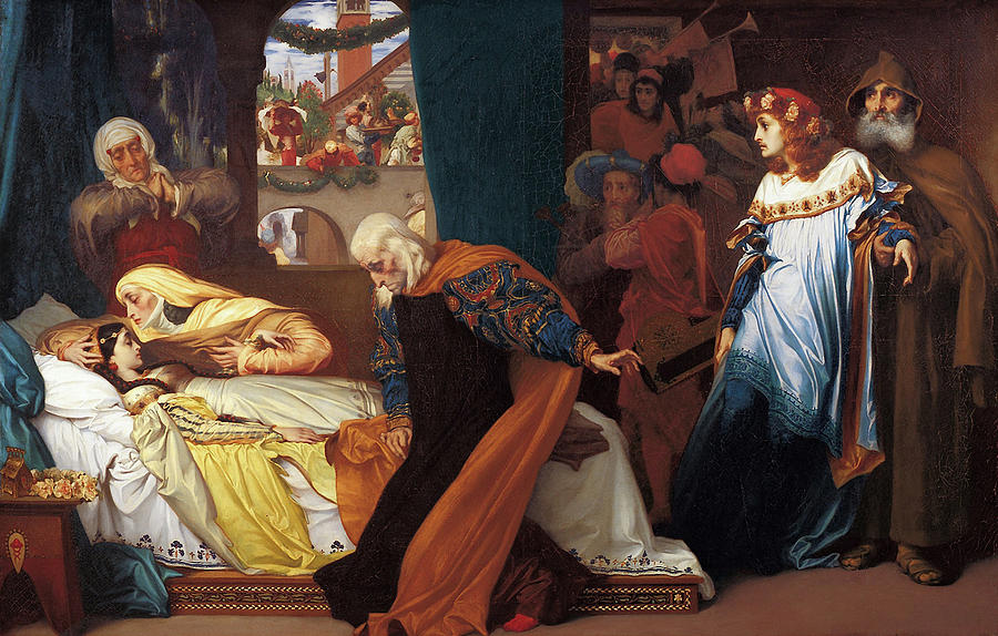 Frederic Leighton Painting - The feigned death of Juliet by Frederic Leighton