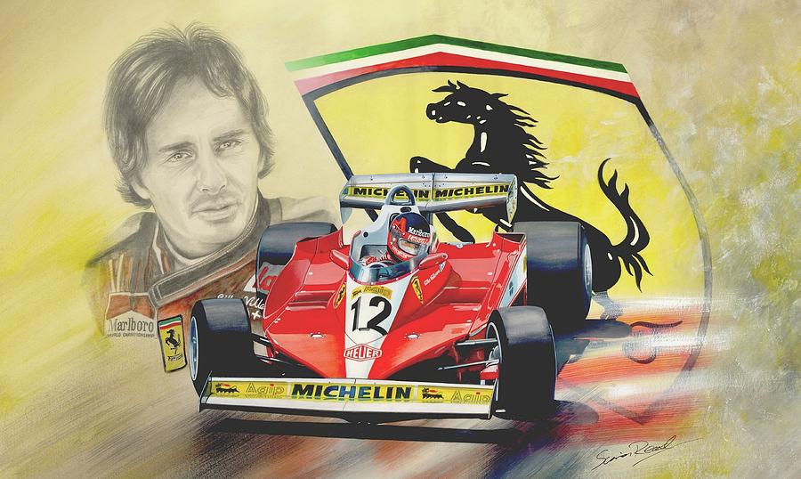 The Ferrari Legends - Gilles Villeneuve Painting by Simon Read