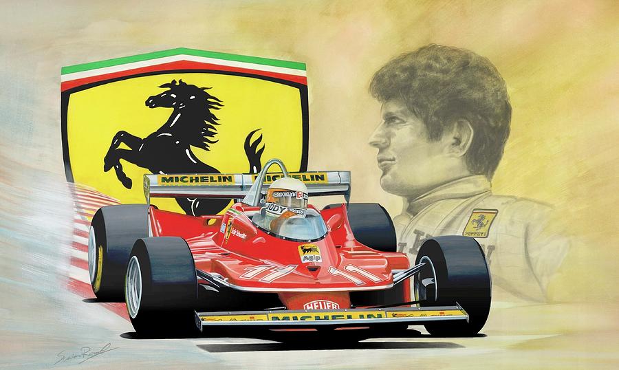 The Ferrari Legends - Jody Scheckter Painting by Simon Read