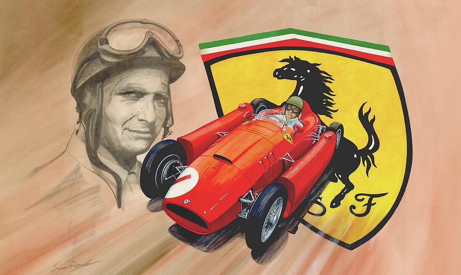 The Ferrari Legends - Juan Manuel Fangio Painting by Simon Read