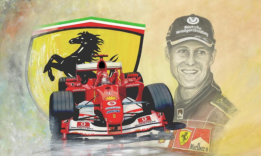 The Ferrari Legends - Michael Schumacher Painting by Simon Read