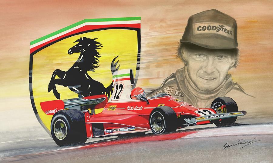 The Ferrari Legends - Niki Lauda Painting by Simon Read