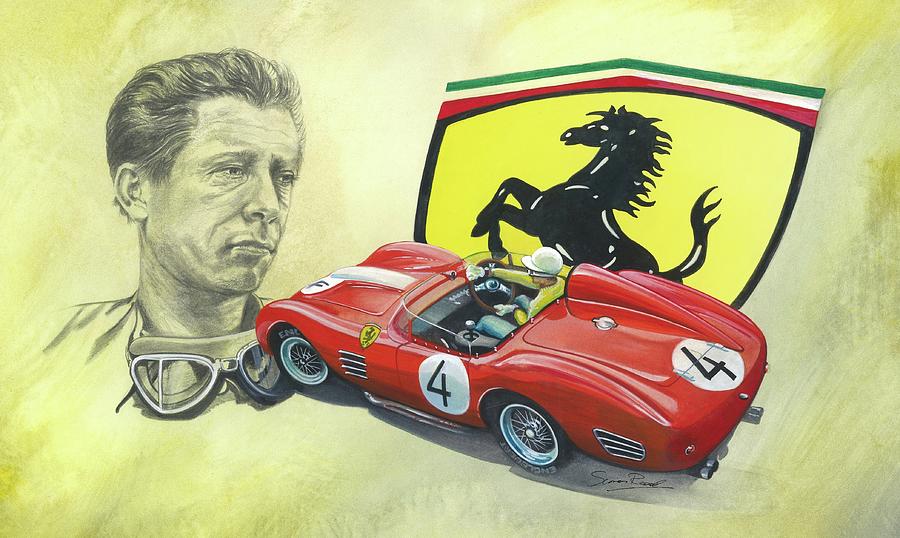 The Ferrari Legends - Olivier Gendebien Painting by Simon Read