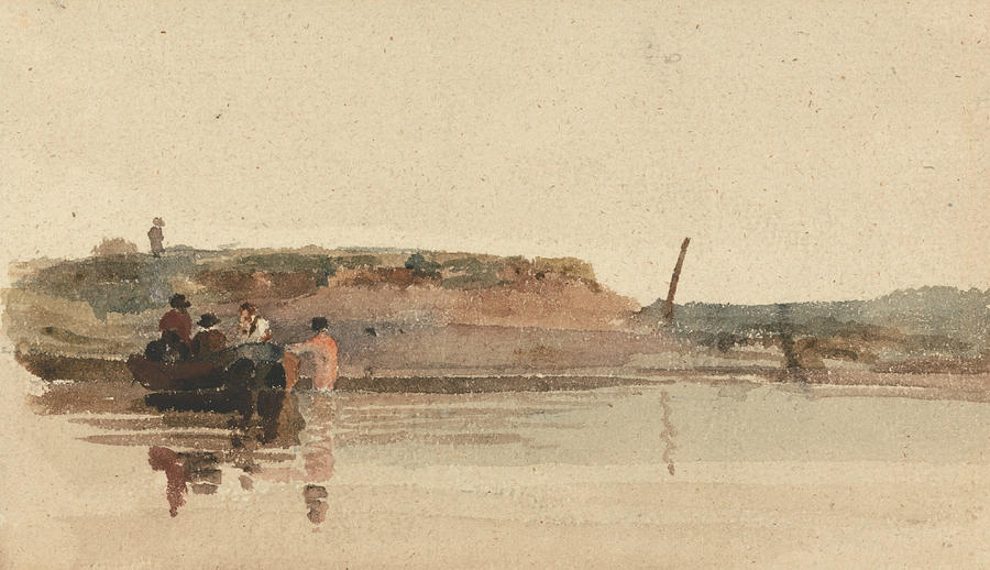 The Ferry Drawing by Peter De Wint