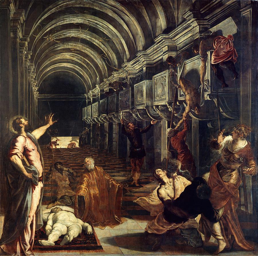 The Finding of the Body of Saint Mark. Oil on canvas. 369x 400 cm, 1562-1566. SAN MARCOS. Painting by Tintoretto -1518-1594-