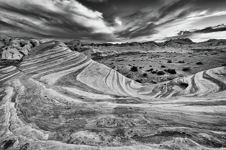 Lake Mead National Recreation Area Photograph - The Fire Wave in Black and White by Rick Berk