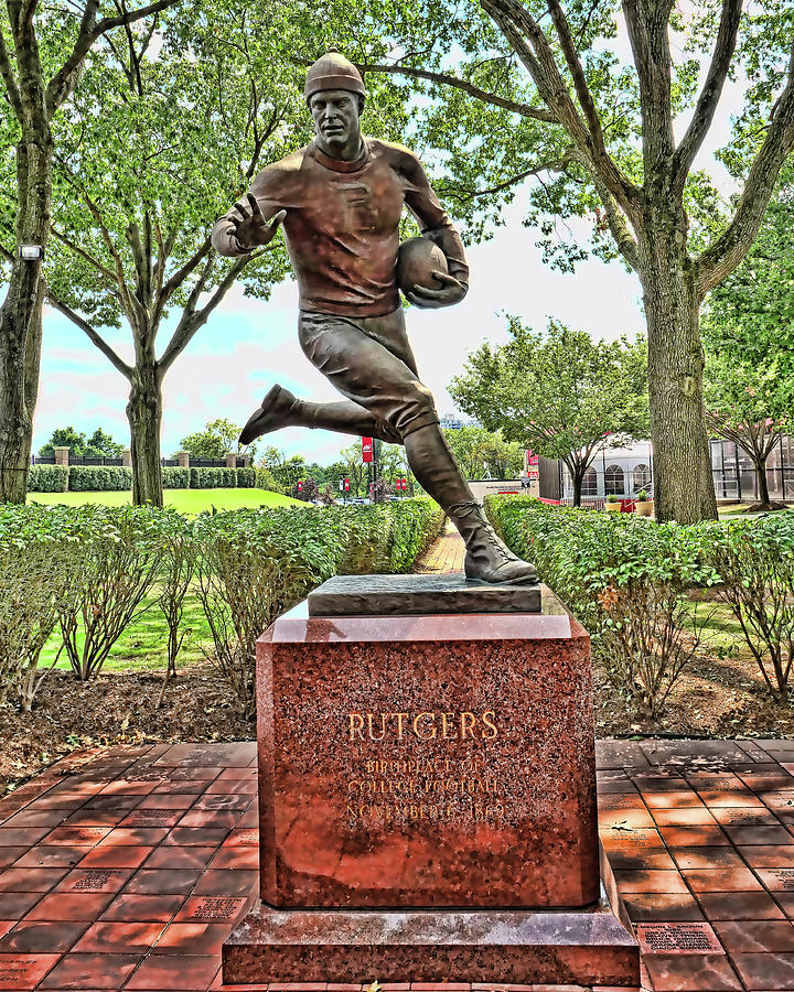 Football Photograph - The First Football Game Statue - Rutgers University by Allen Beatty