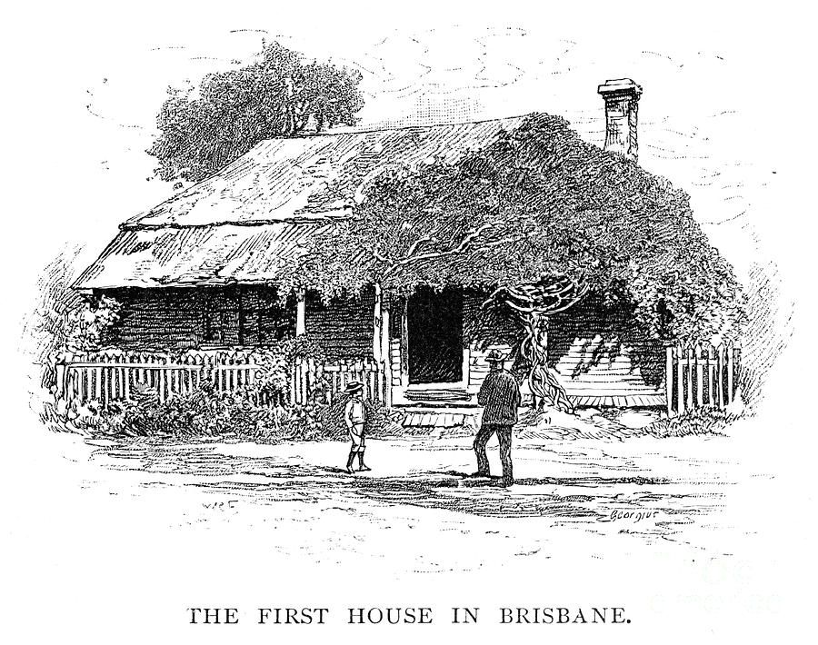 The First House In Brisbane, Australia Drawing by Print Collector