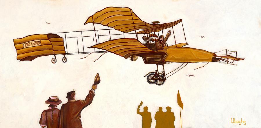 Henri Farman Painting - The First Kilometer by Bryan Ubaghs Henri Farman Painting - The First Kilometer by Bryan Ubaghs