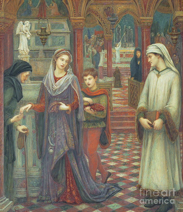 The First Meeting Of Petrarch And Laura, 1889 Painting by Marie Spartali Stillman