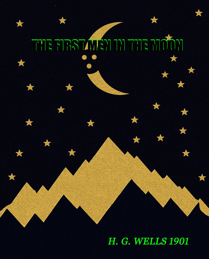 The first men in the moon minimalsim book cover art Digital Art by David Lee Thompson