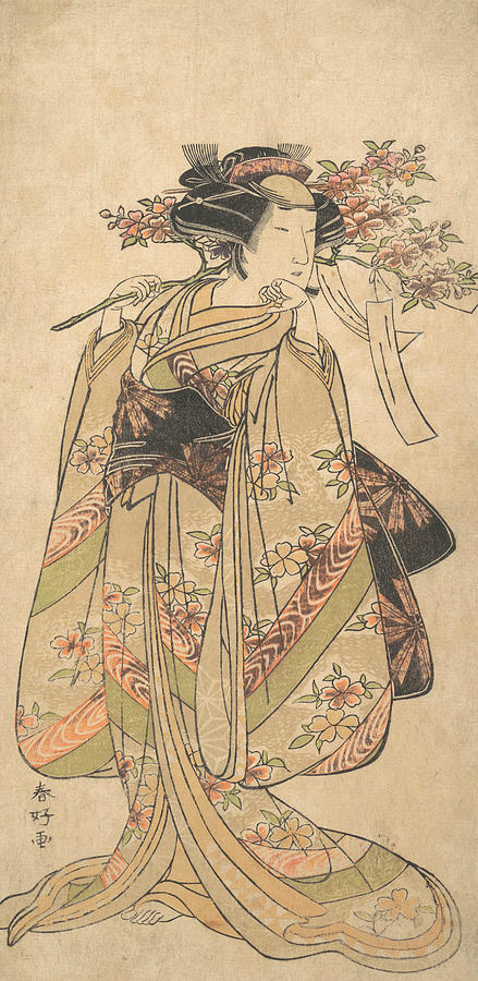 The First Nakamura Tomijuro as a Woman Walking Toward the Left Relief by Katsukawa Shunko