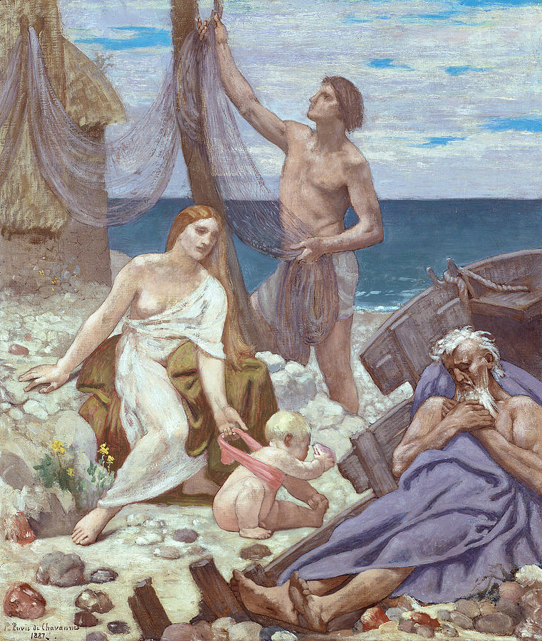 The Fishermans Family, 1887 Painting by Pierre Puvis de Chavannes
