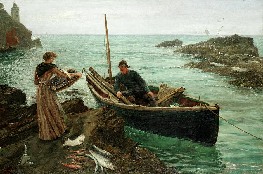 Charles Napier Hemy Painting - The Fishermans Sweetheart by Charles Napier Hemy Charles Napier Hemy Painting - The Fishermans Sweetheart by Charles Napier Hemy