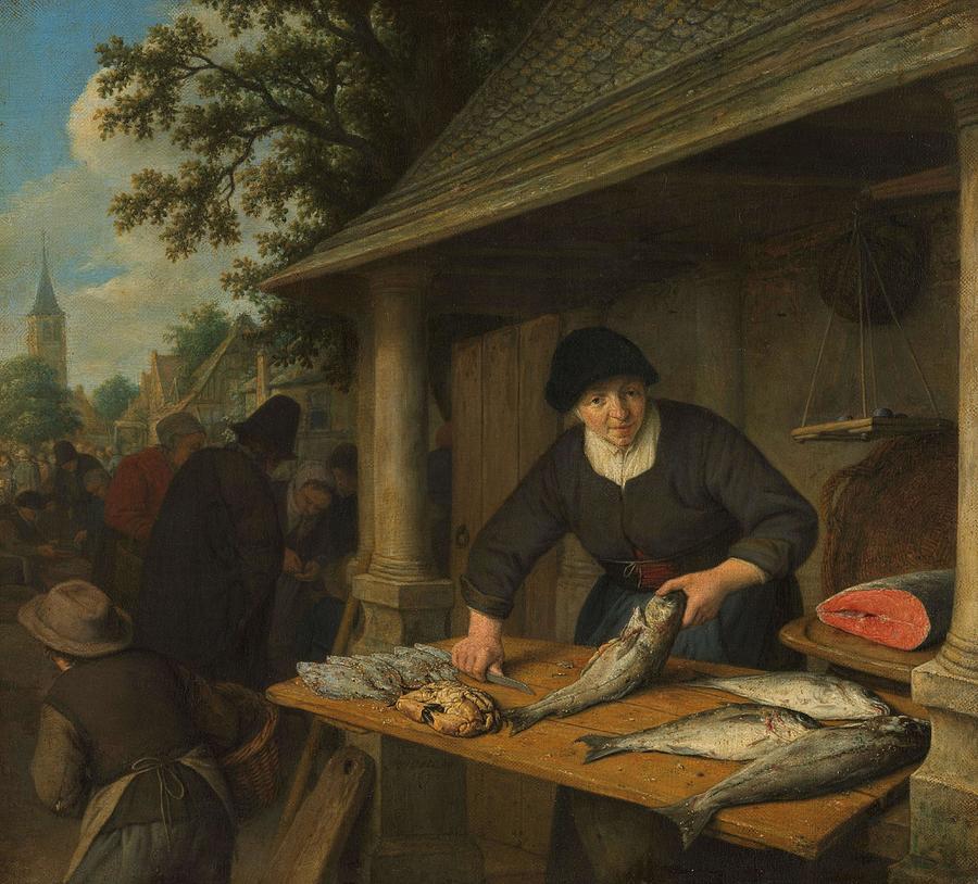 The fishwife. Painting by Adriaen van Ostade -mentioned on object-