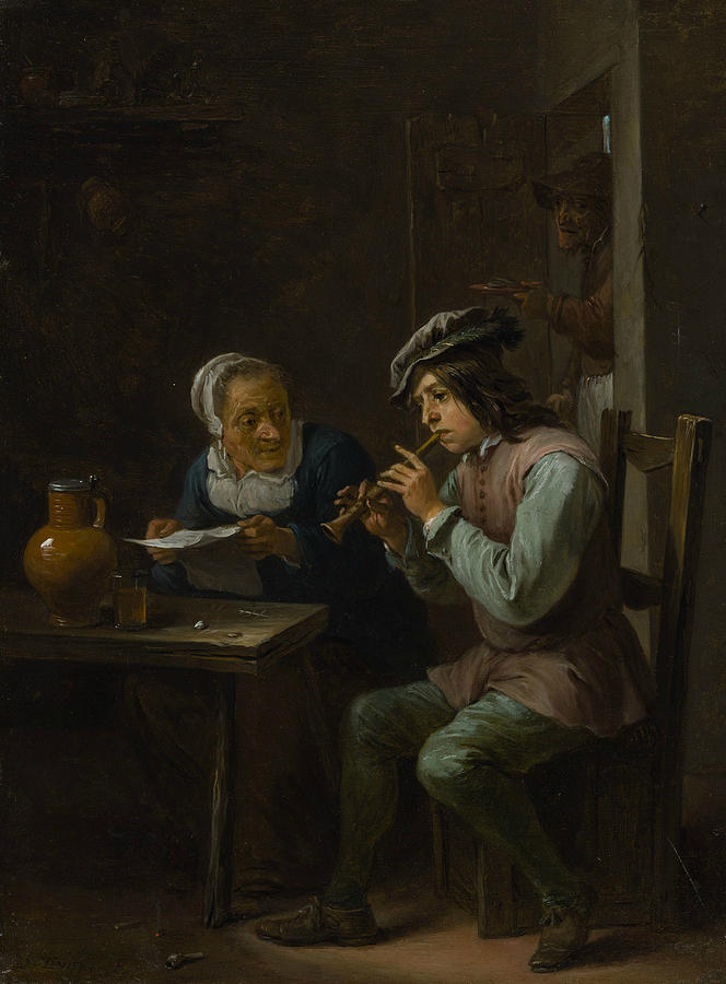 The Flageolet Player Painting by David Teniers the Younger