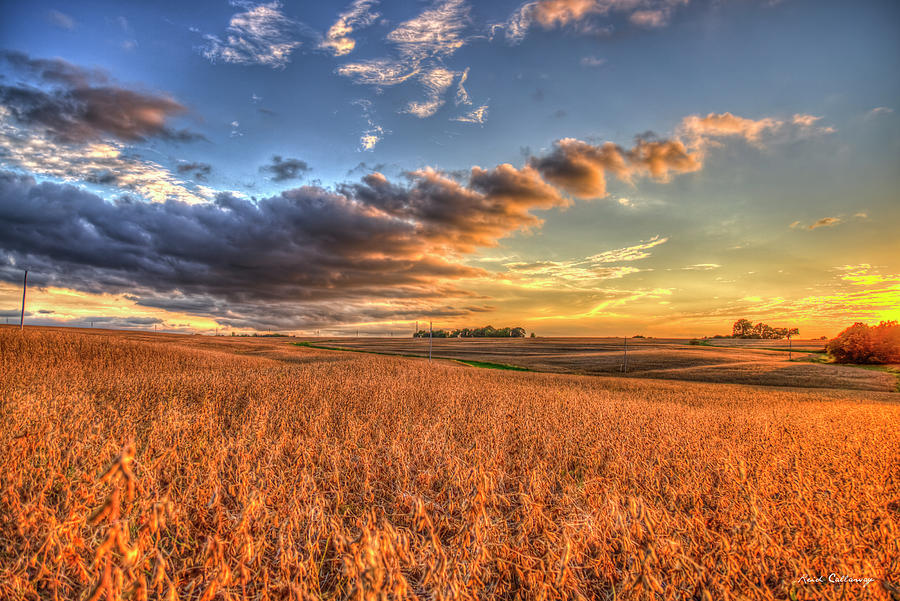 The Fleeting Sunset 2 Missouri Soybean Farming Landscape Art  Photograph by Reid Callaway