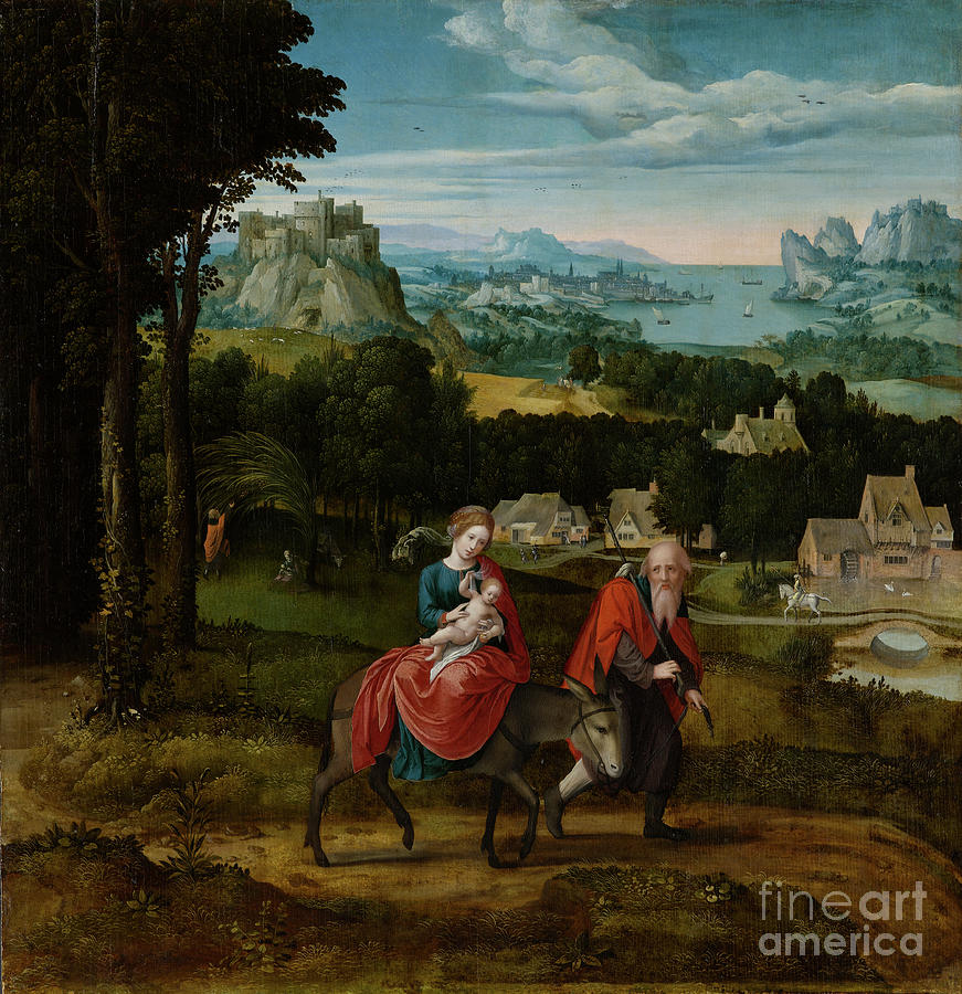 The Flight Into Egypt By Master Of Female Half Lengths Painting by Master Of Female Half Lengths