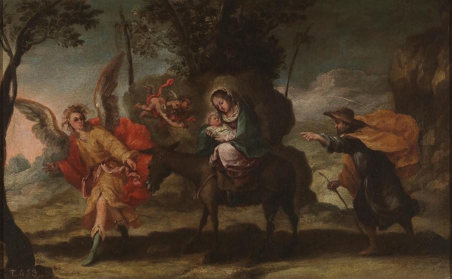 The Flight into Egypt. Second half of the XVII ... Painting by Francisco Antolinez Y Sarabia