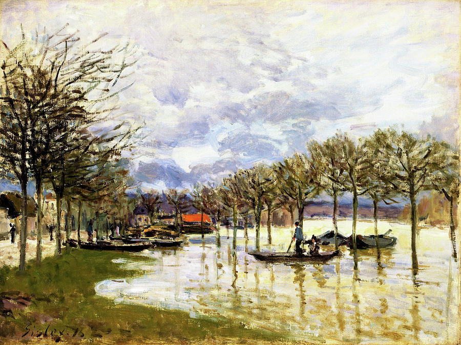 The Flood on the Road to Saint-Germain - Digital Remastered Edition Painting by Alfred Sisley