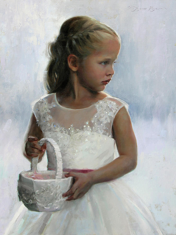 Portrait Painting - The Flower Girl by Anna Rose Bain