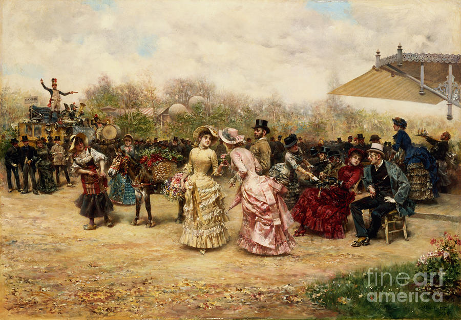 The Flower Sellers, 1883 Painting by Ludovico Marchetti