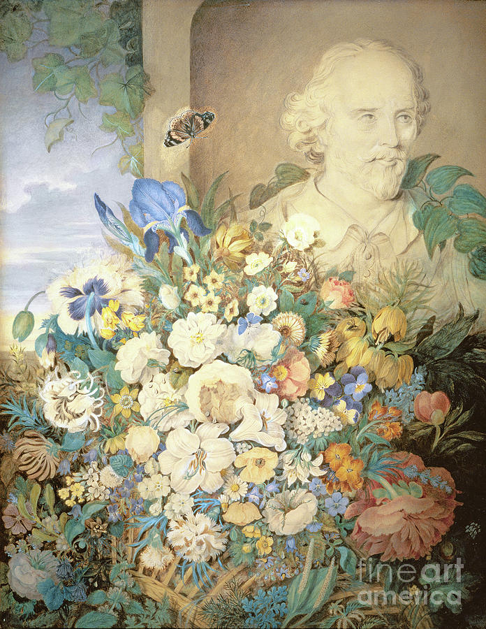 The Flowers Of Shakespeare, C.1835 Painting by Clara Maria Pope