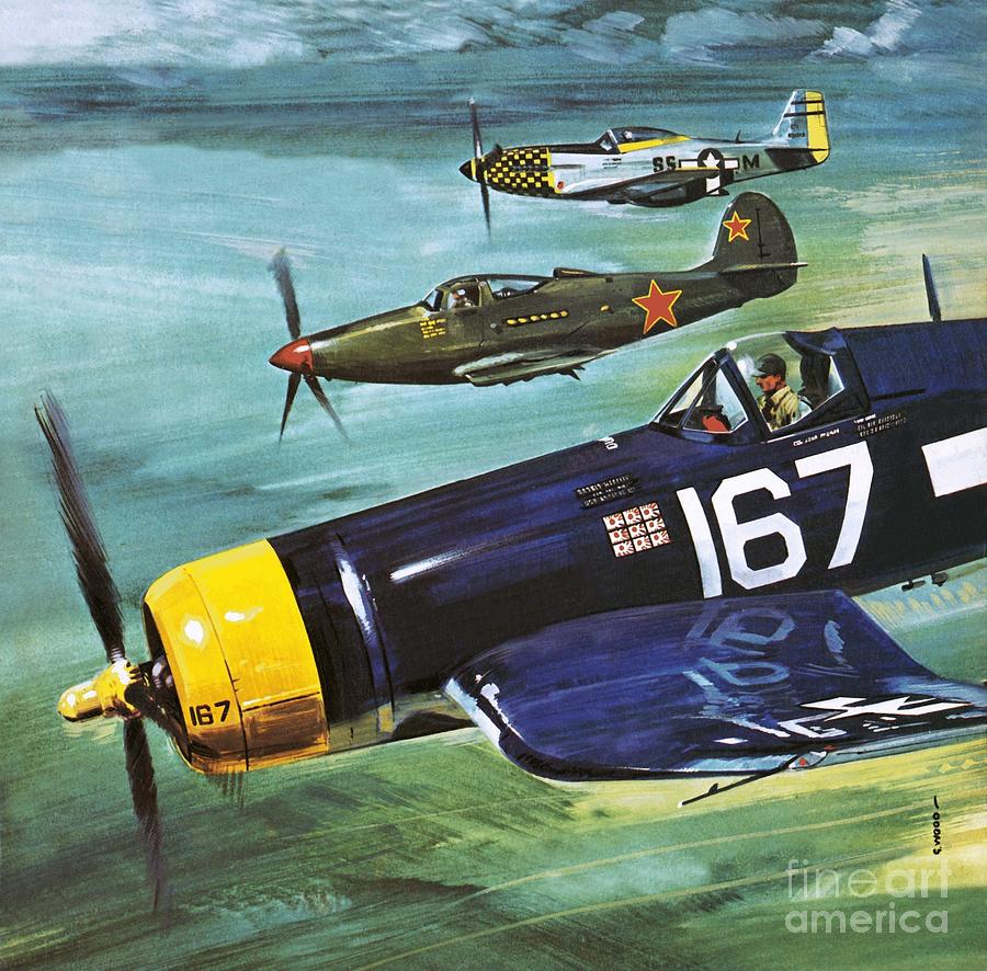 Plane Painting - The Flying Ghosts by Gerry Wood Plane Painting - The Flying Ghosts by Gerry Wood