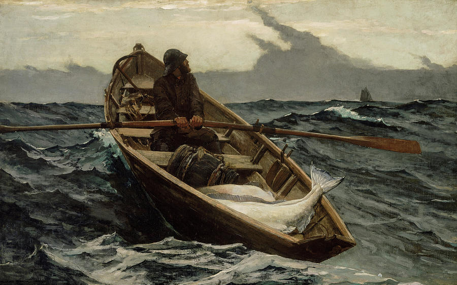 Winslow Homer Painting - The Fog Warning, circa 1885 by Winslow Homer