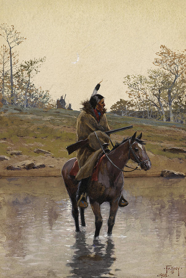 The Ford Drawing by Henry Francois Farny