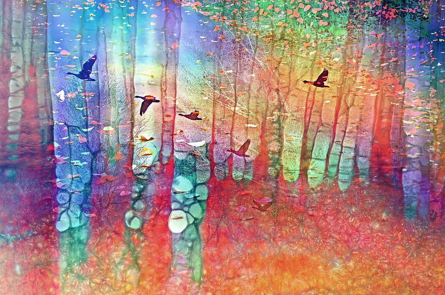 The Forest Spins Dreams from Black Wings and Falling Leaves Digital Art by Tara Turner