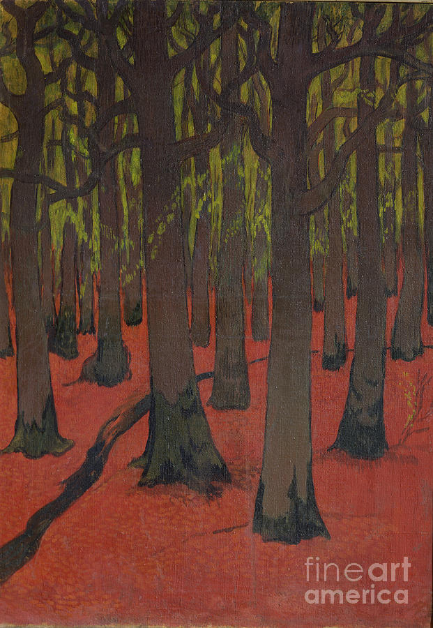 Material Painting - The Forest With Red Earth, C.1891 by Georges Lacombe