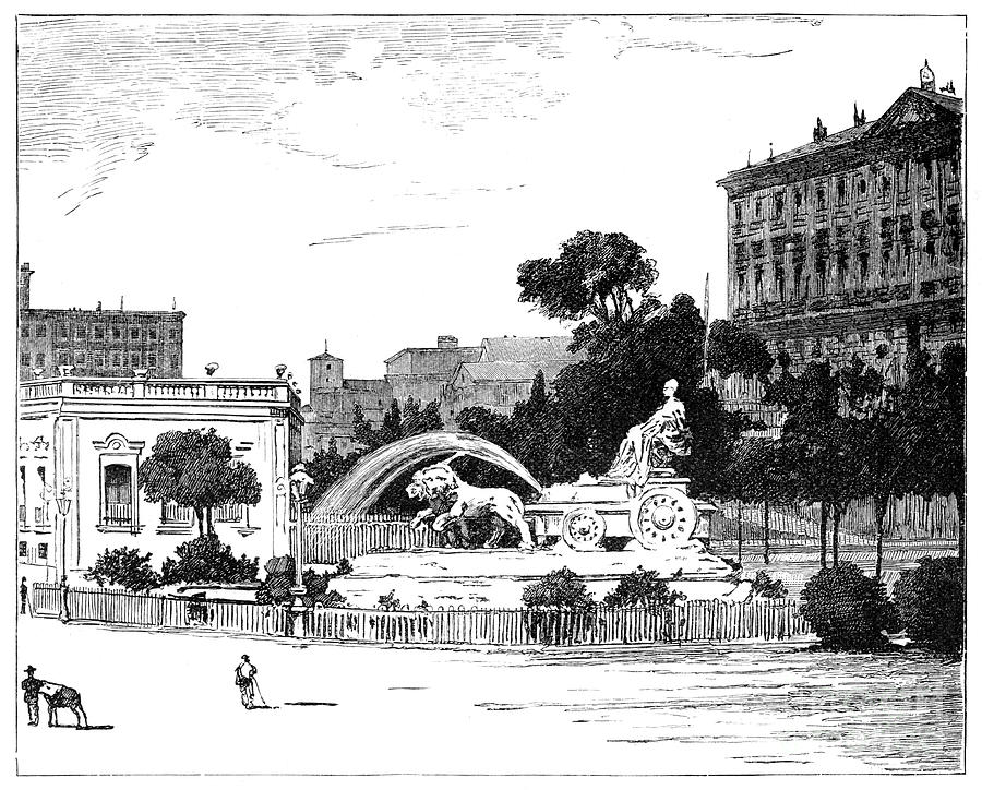 The Fountain Of Cybele, Madrid, 1900 Drawing by Print Collector