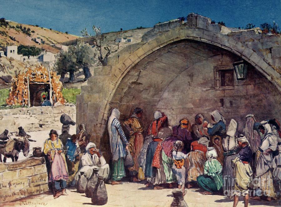 The Fountain Of The Virgin At Nazareth Drawing by Print Collector