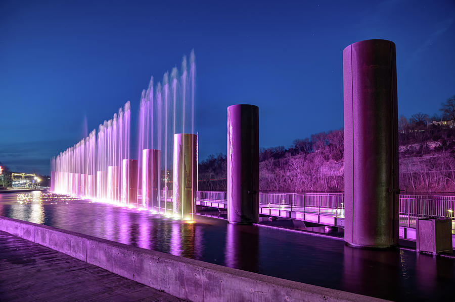 The Fountains At Branson Landing - Dusk Light Photograph