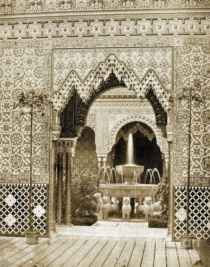 The Fountains Playing In The Courtyard Of The Alhambra Court C.1859 Photograph by Philip Henry Delamotte