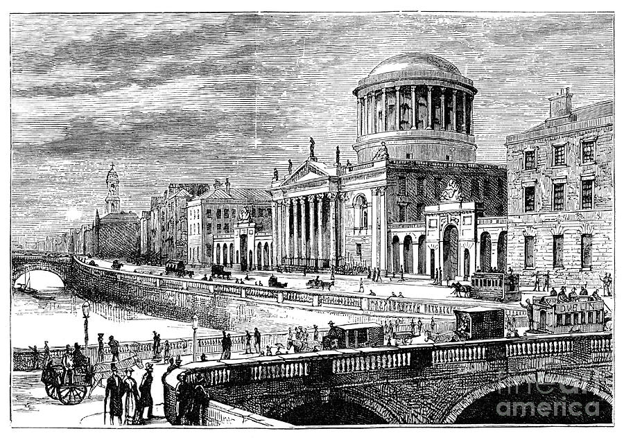 The Four Courts, Dublin, Ireland, 1900 Drawing by Print Collector