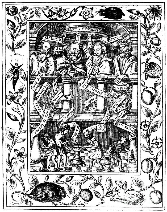 The Four Great Alchemists, 1652. Artist Drawing by Print Collector