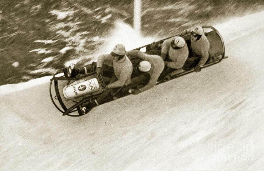 The Four-man Bobsleigh 'italy I' Cuts It Fine, 1936 Photograph by ...