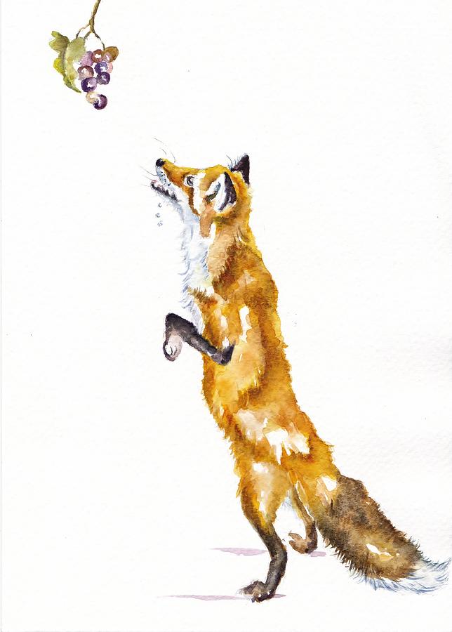 Grape Painting - The Fox and the Grapes by Debra Hall