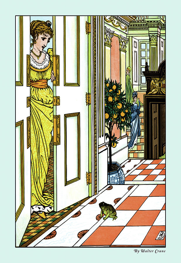 The Frog Prince - At Dinner Painting by Walter Crane